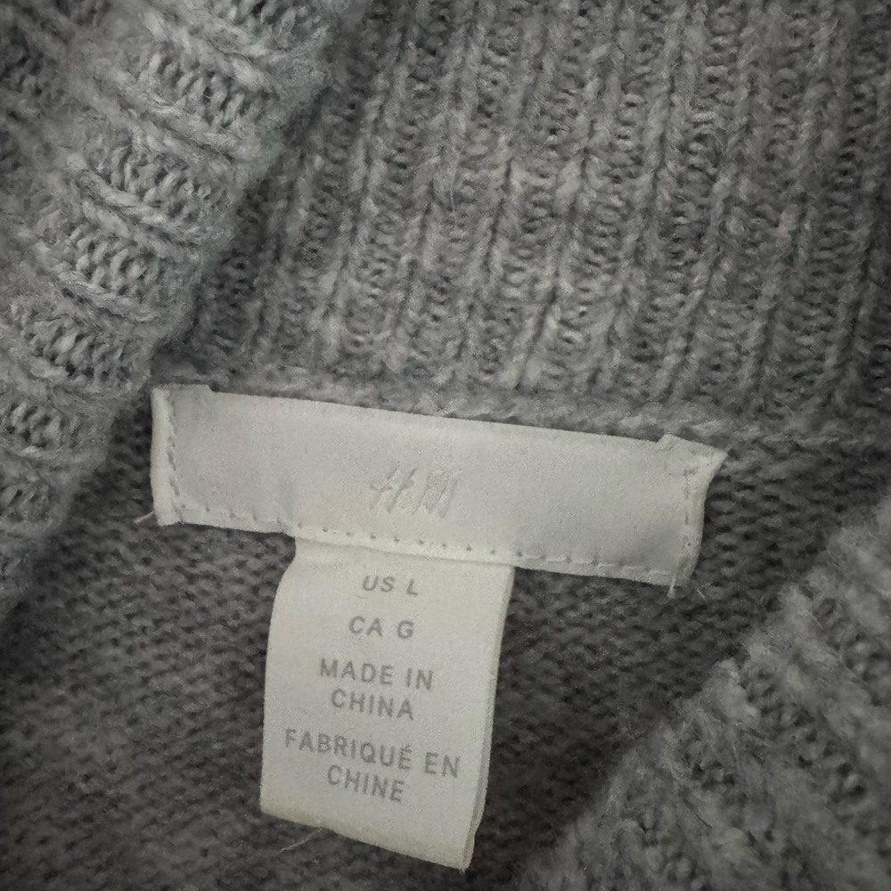 New H&M Light Gray Cowl Neck Sweater Tunic/Dress Large - Picture 3 of 5